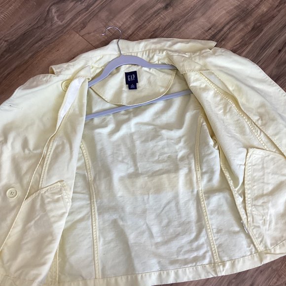 Gap Cotton Canvas Double Breasted Jacket Pale Yellow Size Medium - Picture 4 of 10